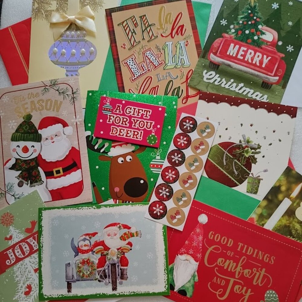 🍀4/$19🍀10 pcs Holiday Greeting Cards + envelopes + gift tag stickers